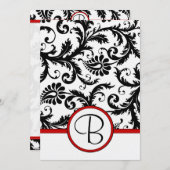 Black Damask Swirls Red Trim Wedding Invitations (Devant / Derrière)