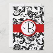 Black Damask Swirls Red Trim Wedding Invitations (Devant)