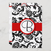 Black Damask Swirls Red Trim Wedding Invitations (Devant / Derrière)