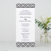 Black Damask Swirls Wedding Invitation Kaart (Staand voorkant)