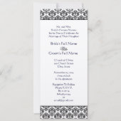 Black Damask Swirls Wedding Invitation Kaart (Voorkant)