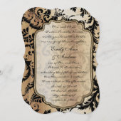 Black Damask Swirls Wedding Invitation Kaart (Voorkant / Achterkant)