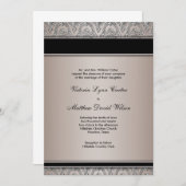 Black Damask Taupe invitations mariage (Devant / Derrière)