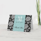 Black Damask Tiffany Monogram Weddenschap Bedankt (Voorkant)