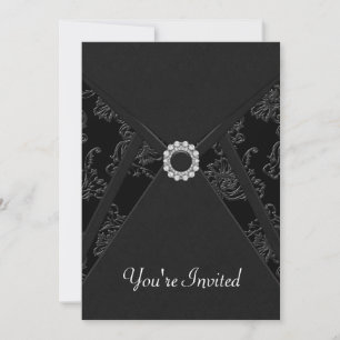 Black Damask Toutes Occasion Fête Invitations