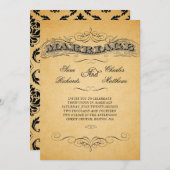 Black Damask Vintage Wedding Invitting Kaart (Voorkant / Achterkant)
