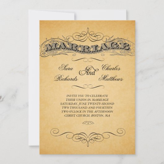 Black Damask Vintage Wedding Invitting Kaart (Voorkant)