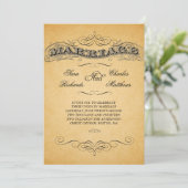 Black Damask Vintage Wedding Invitting Kaart (Staand voorkant)