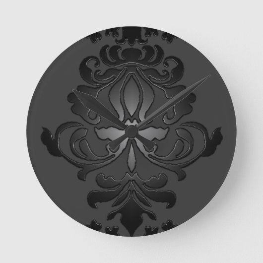 Black Damask-wandklok Ronde Klok (Voorkant)