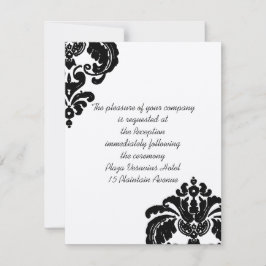 Black Damask Wedding Enclosure-kaarten Kaart