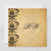  Black Damask Wedding Invitations Kaart (Achterkant)