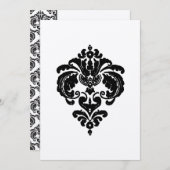 Black Damask Wedding Invitations Kaart (Voorkant / Achterkant)