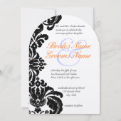Black Damask Wedding Invitations Kaart (Achterkant)