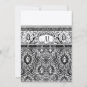 Black Damask Wedding Invitations Kaart (Achterkant)