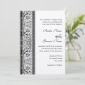Black Damask Wedding Invitations Kaart (Staand voorkant)