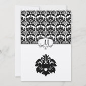 Black Damask Wedding Invitations Kaart (Achterkant)