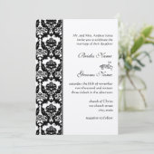 Black Damask Wedding Invitations Kaart (Staand voorkant)