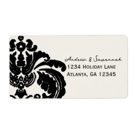 Black Damask Wedding Lable Etiket