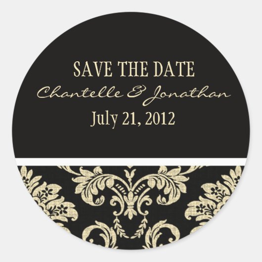 Black Damask Wedding Sticker (Voorkant)