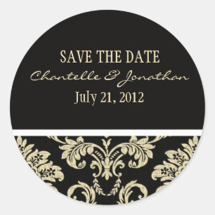 Black Damask Wedding Sticker