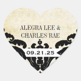 Black Damask Wedding Sticker