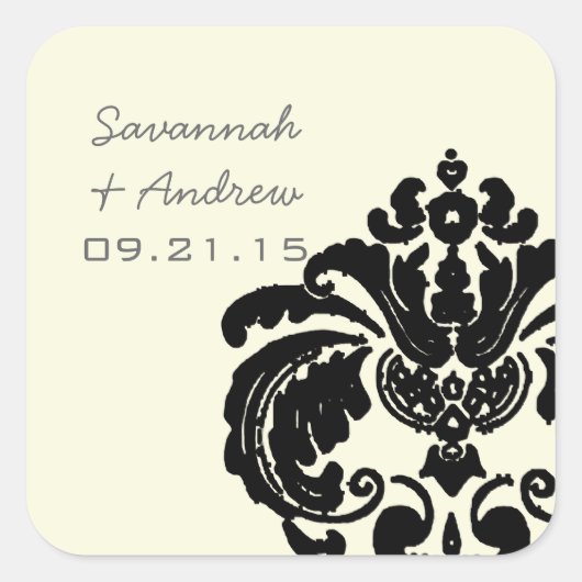 Black Damask Wedding Sticker (Voorkant)