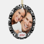 Black Damask Your Photo-kerstversiering Keramisch Ornament (Rechts)