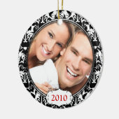 Black Damask Your Photo-kerstversiering Keramisch Ornament (Links)