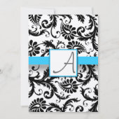Black Damask zwemt Bright Aqua Trim zonder Stippen Kaart (Voorkant)