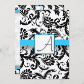 Black Damask zwemt Bright Aqua Trim zonder Stippen Kaart (Voorkant / Achterkant)