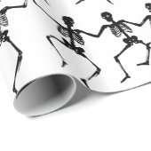 Black Dancing Skull Halloween Pattern Cadeaupapier (Rol Hoek)