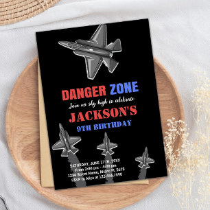 Black Danger Zone Fighter Jet Invitations Annivers