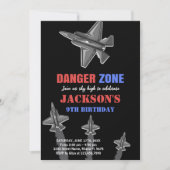 Black Danger Zone Fighter Jet Invitations Annivers (Devant)