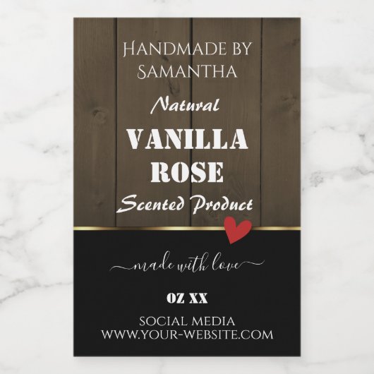 Black Dark Brown Grain produit Étiquettes Coeur (Étiquettes simples)