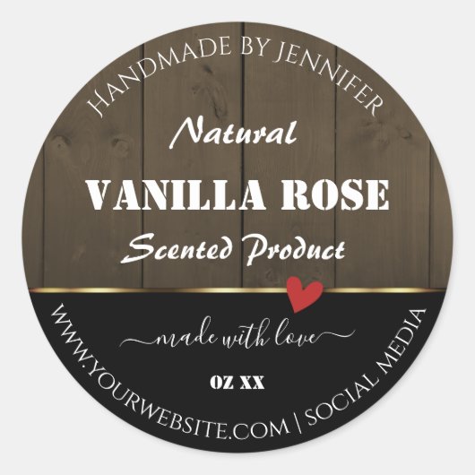 Black Dark Brown Grain produit Étiquettes Coeur (Devant)