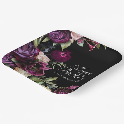 Black Dark Moody Elegant Birthday Party Papieren Bordje (Gebogen)