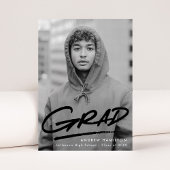 Black | Dashed Modern Photo Afstuderen Aankondiging