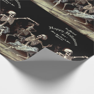 Black Death Dancing Skeletons Halloween Cadeaupapier