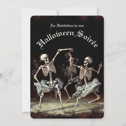 Black Death Dancing Skeletons Halloween Kaart (Voorkant)