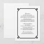 Black Deco Chic Wedding Info Kaart (Voorkant / Achterkant)