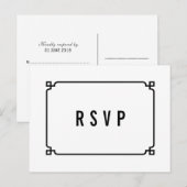Black Deco Chic Wedding RSVP Briefkaart (Voorkant / Achterkant)