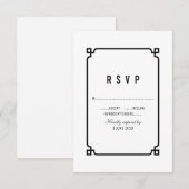 Black Deco Chic Wedding RSVP Kaartje (Voorkant / Achterkant)