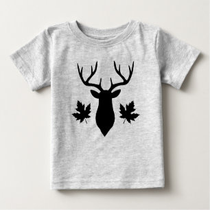 Black Deer Buck Silhouette Maple Leaf