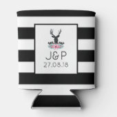 Black Deer Head met roze bloemen en bergen Blikjeskoeler (Achterkant)