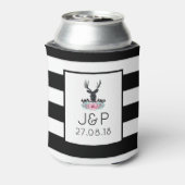 Black Deer Head met roze bloemen en bergen Blikjeskoeler (Blikje Achterkant)