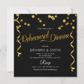 Black Delicate Elegant Rehearsal Dinner Invitation Kaart (Voorkant)