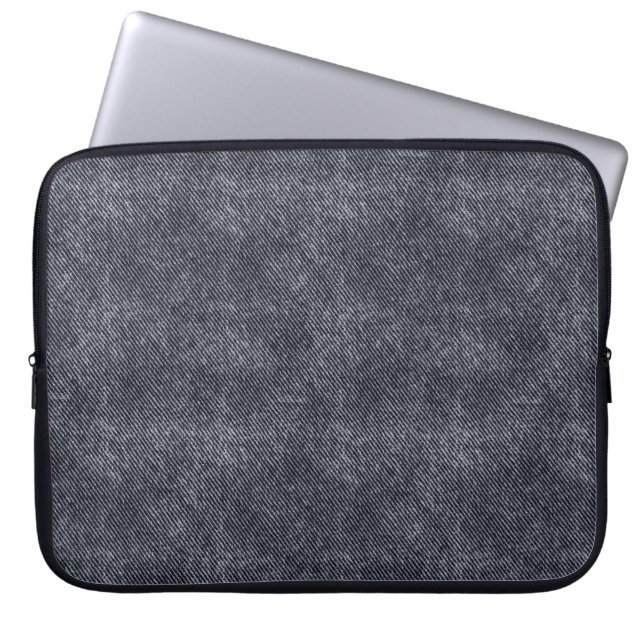 Black Denim Pattern Laptop Sleeve (Voorkant)