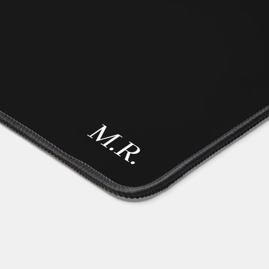 Black Desk Mat avec initiales monographiques perso (Coin)