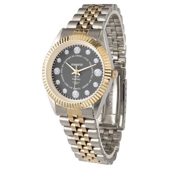 Black Diamond Custom Sentimentele Gezegde op wijze Horloge (Gekanteld)