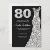 Black Diamond Dress Womans 80th Birthday Party Kaart (Voorkant)